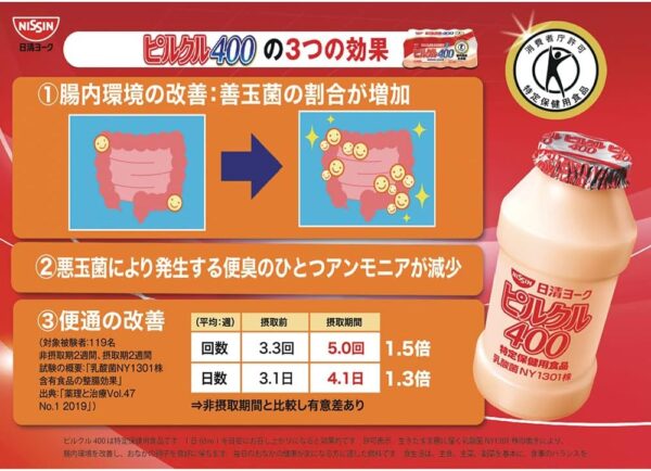 [冷蔵]日清ヨーク ピルクル 400 乳酸菌飲料 特定保健用食品 [65ml×10本]×5個 - 画像 (4)