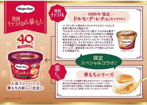 40周年記念 限定 スペシャル ハーゲンダッツ 復刻キャラメル＆華もち87ml (6個) - 画像 (5)