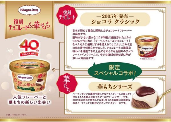 40周年記念 限定 スペシャル ハーゲンダッツ 復刻チョコレート＆華もち 復刻キャラメル ＆ 華もち2種6個ずつ計12個 - 画像 (3)