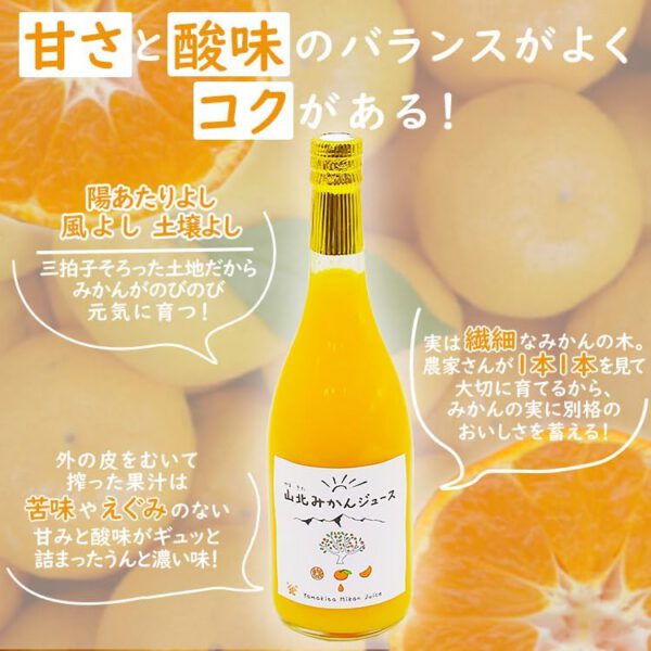 高知県香南市 山北みかんジュース 720ml 1本 うんしゅうみかんジュース(ストレート)