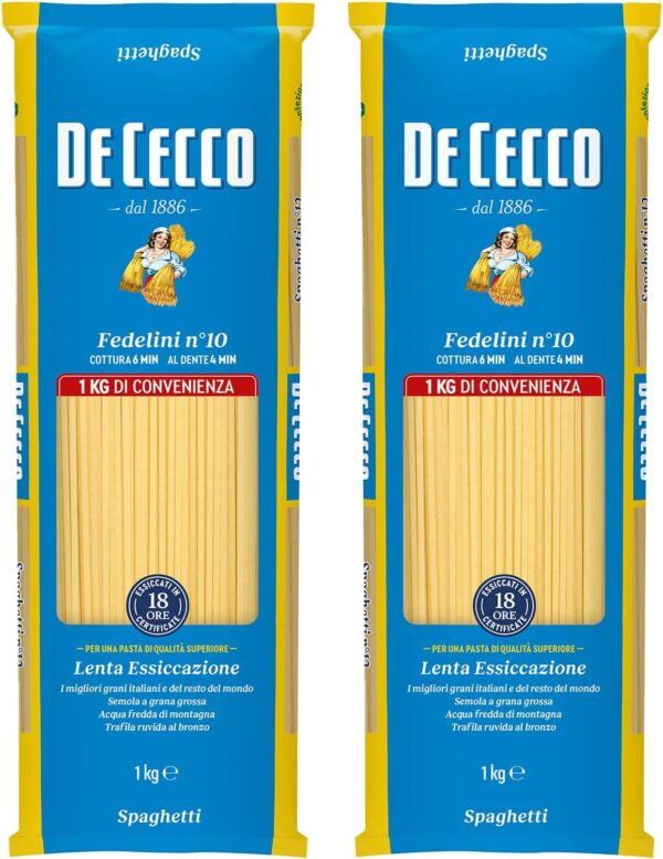 DE CECCO(ディ・チェコ) No.10 フェデリーニ (パスタ ゆで時間6分 1.4mm) 1キログラム (x 2)