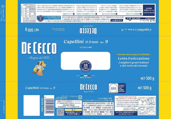 DE CECCO(ディ・チェコ) No.9 カッペリーニ 500g×4個 [正規輸入品] - 画像 (3)