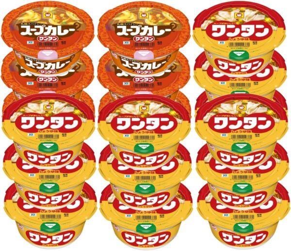 東洋水産 【セット商品】マルちゃん ワンタンスープ しょうゆ&スープカレー 2種アソート(しょうゆ味 12個 スープカレー6個)