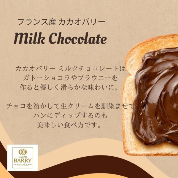 カカオバリー ピュルテシリーズ クーベルチュール ピストール ラクテ カカオ38% 1kg - 画像 (2)