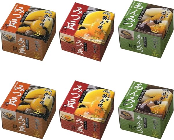榮太樓(えいたろう) 和菓子屋のみつ豆(白みつ)、和菓子屋のみつ豆(黒みつ)、和菓子屋のあんみつ(抹茶みつ) 3種各2個