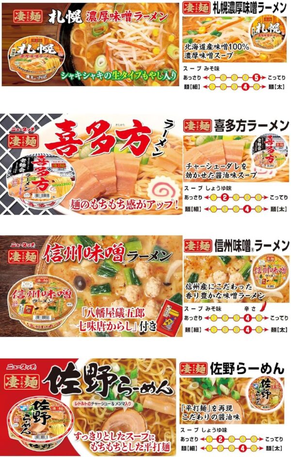ニュータッチ ヤマダイ 凄麺 ご当地ラーメン食べ比べセット (全国編) 12個 【セット買い】 - 画像 (3)