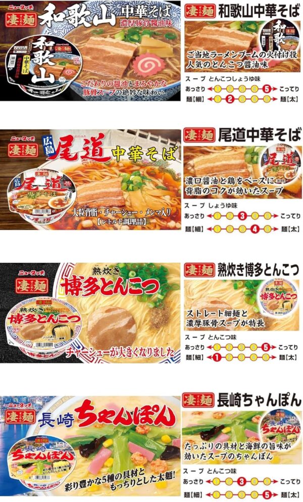 ニュータッチ ヤマダイ 凄麺 ご当地ラーメン食べ比べセット (全国編) 12個 【セット買い】 - 画像 (5)